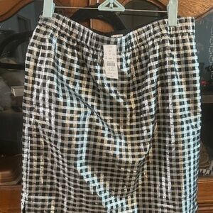 NET J. Crew Black and Silver Checkered Metallic Skirt